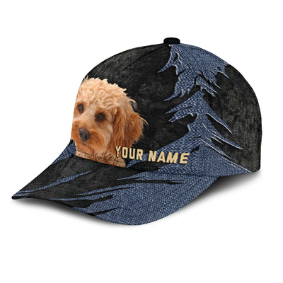 Cockapoo - Jean Background Custom Name Cap