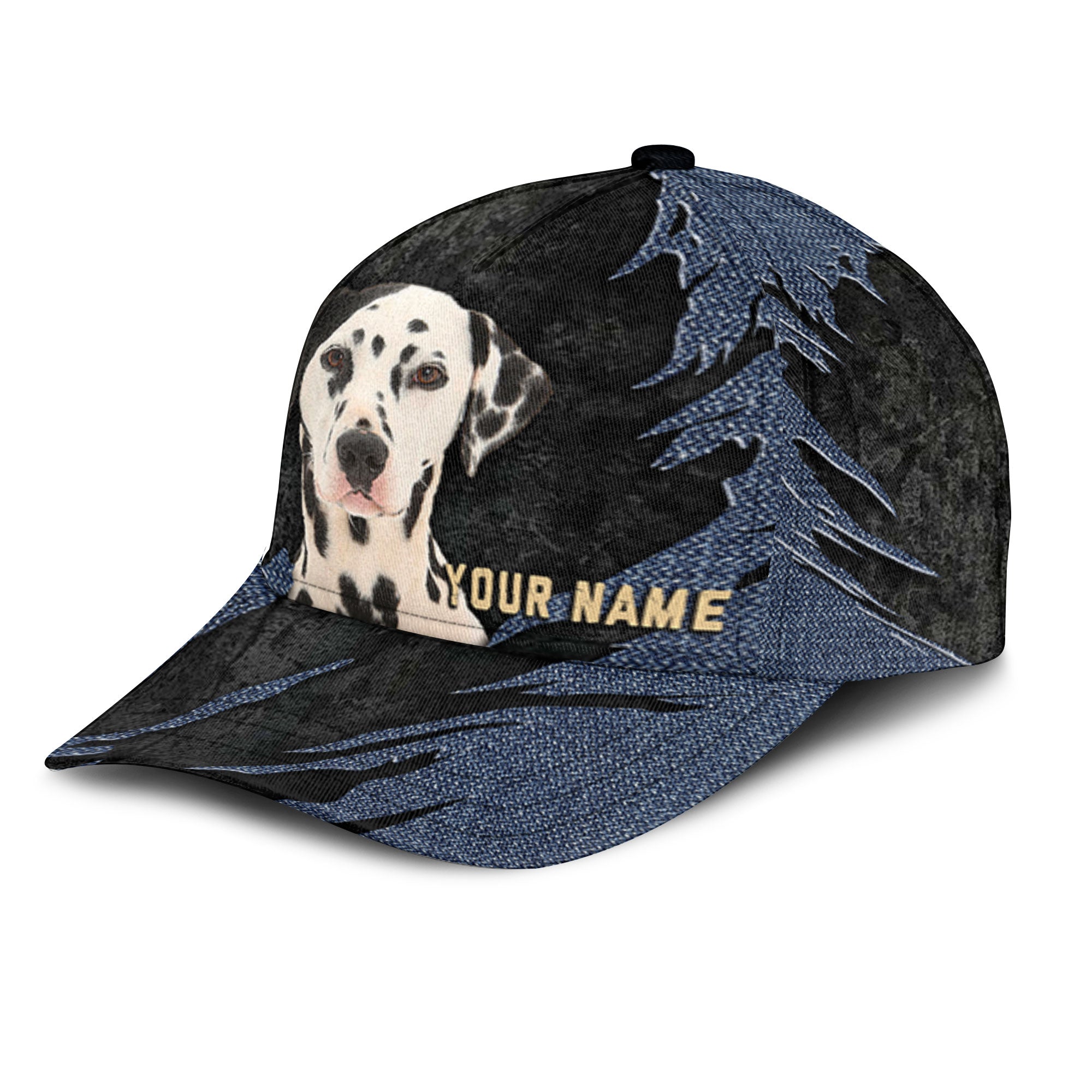 Dalmatian - Jean Background Custom Name Cap
