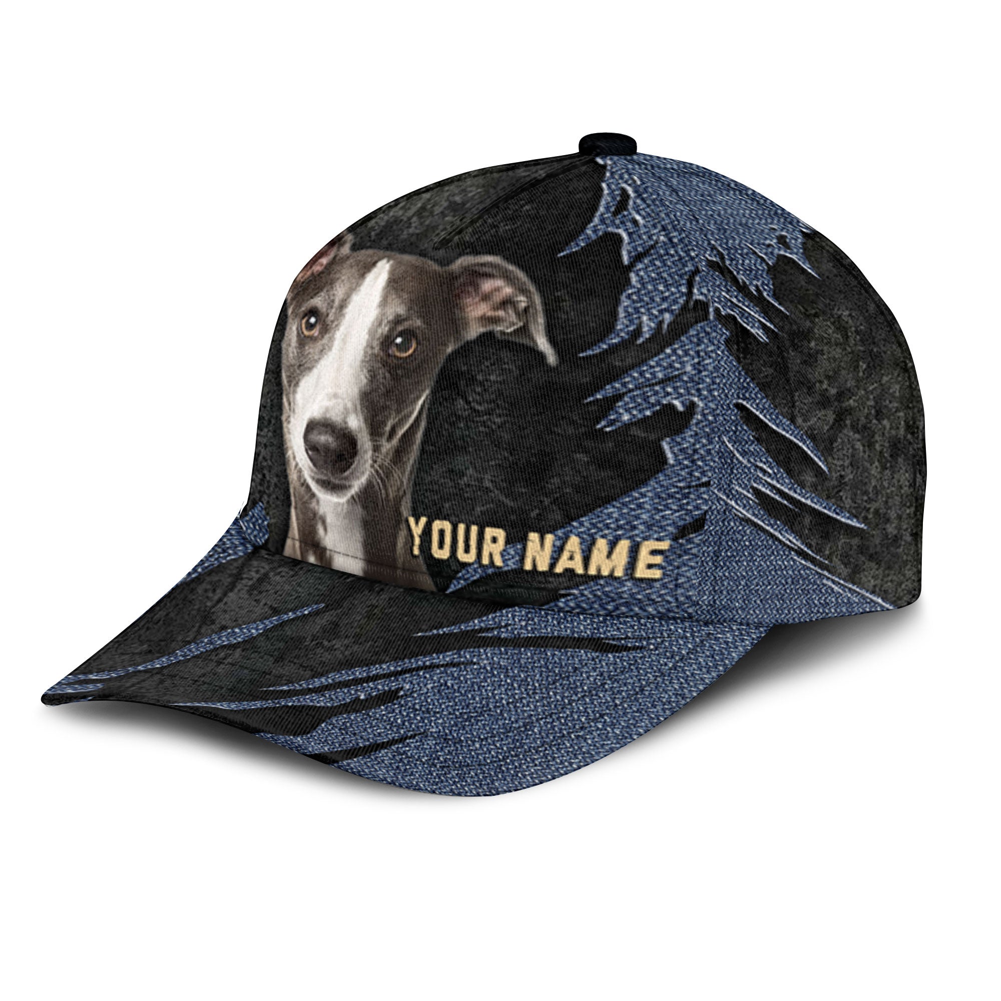 Whippet - Jean Background Custom Name Cap