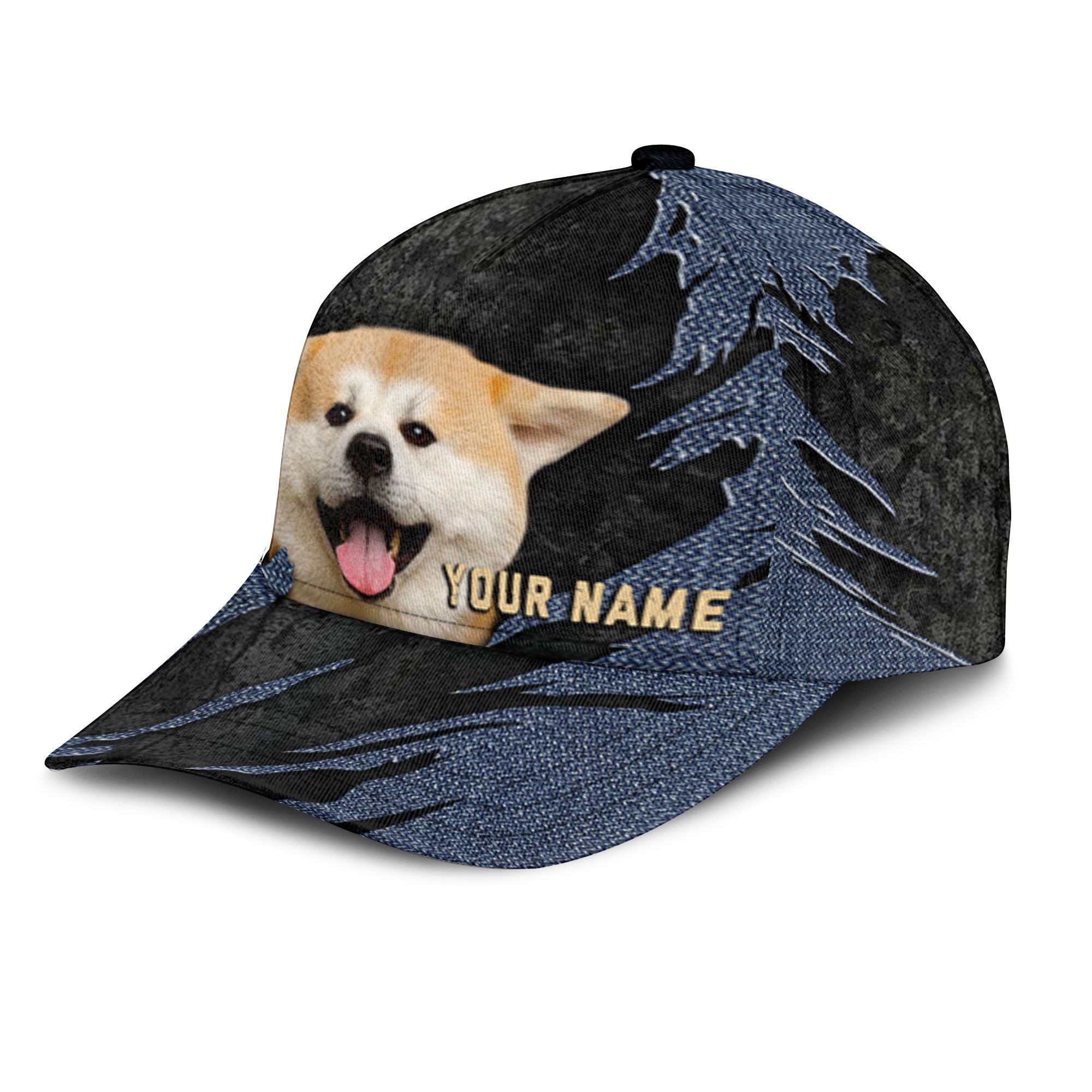 Akita Inu - Jean Background Custom Name Cap