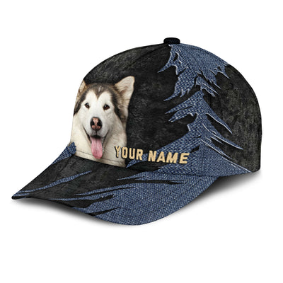 Alaskan Malamutes - Jean Background Custom Name Cap