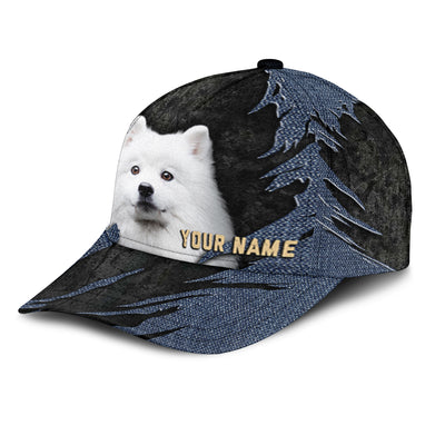 American Eskimo - Jean Background Custom Name Cap