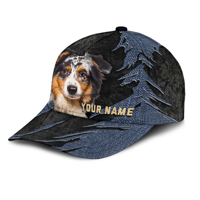 Australian Shepherd - Jean Background Custom Name Cap