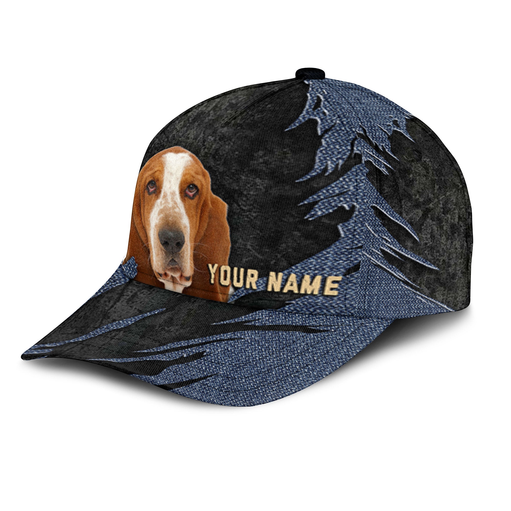 Basset Hound - Jean Background Custom Name Cap