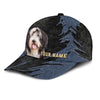 Bearded Collie - Jean Background Custom Name Cap