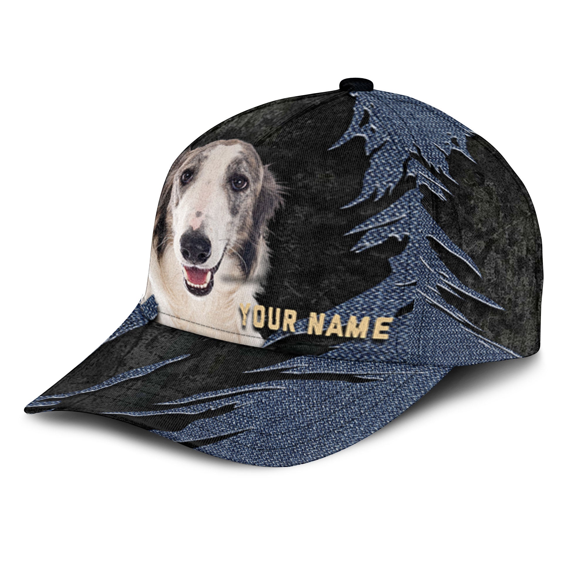 Borzoi - Jean Background Custom Name Cap