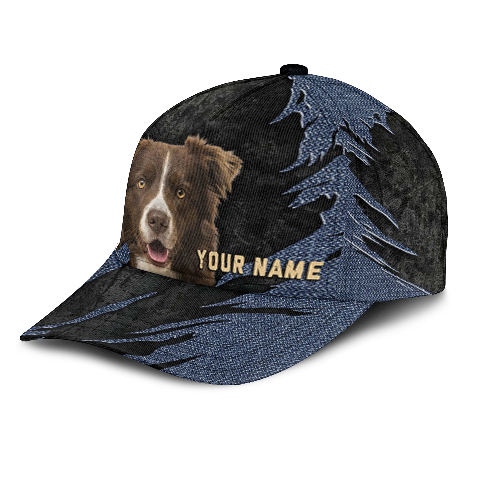 Collie - Jean Background Custom Name Cap