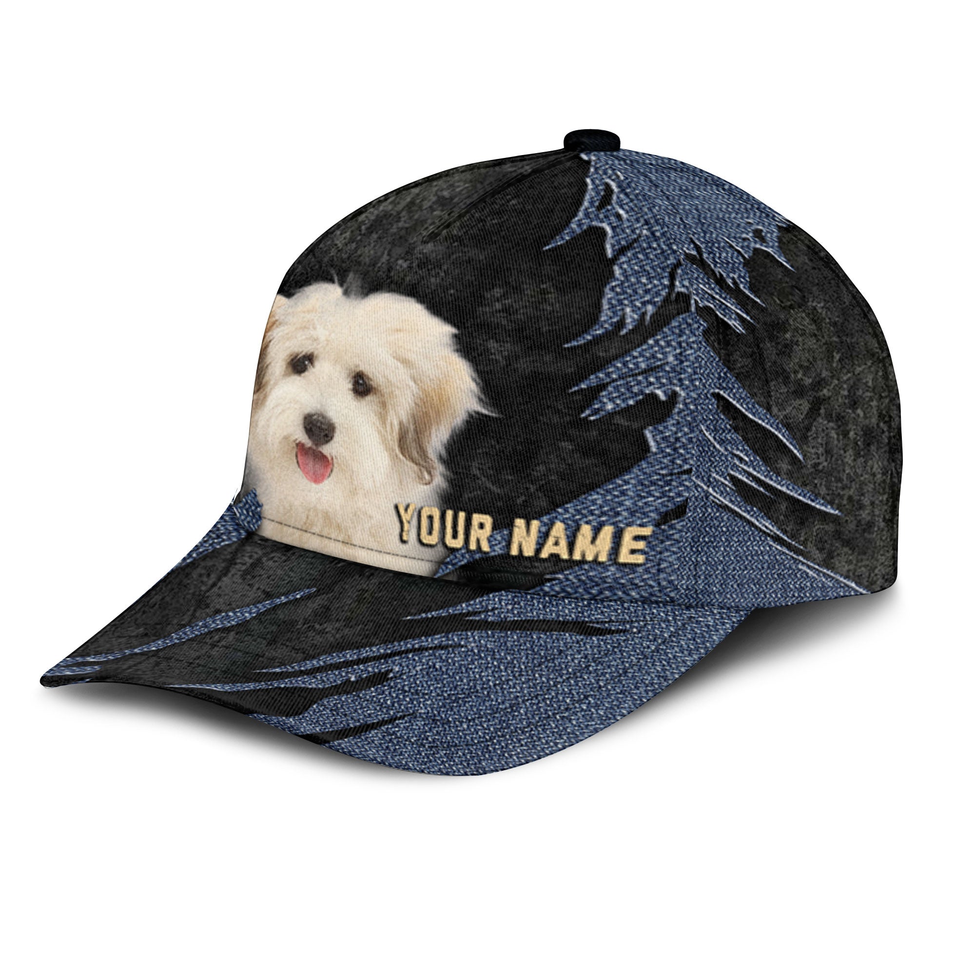 Coton De Tulear - Jean Background Custom Name Cap