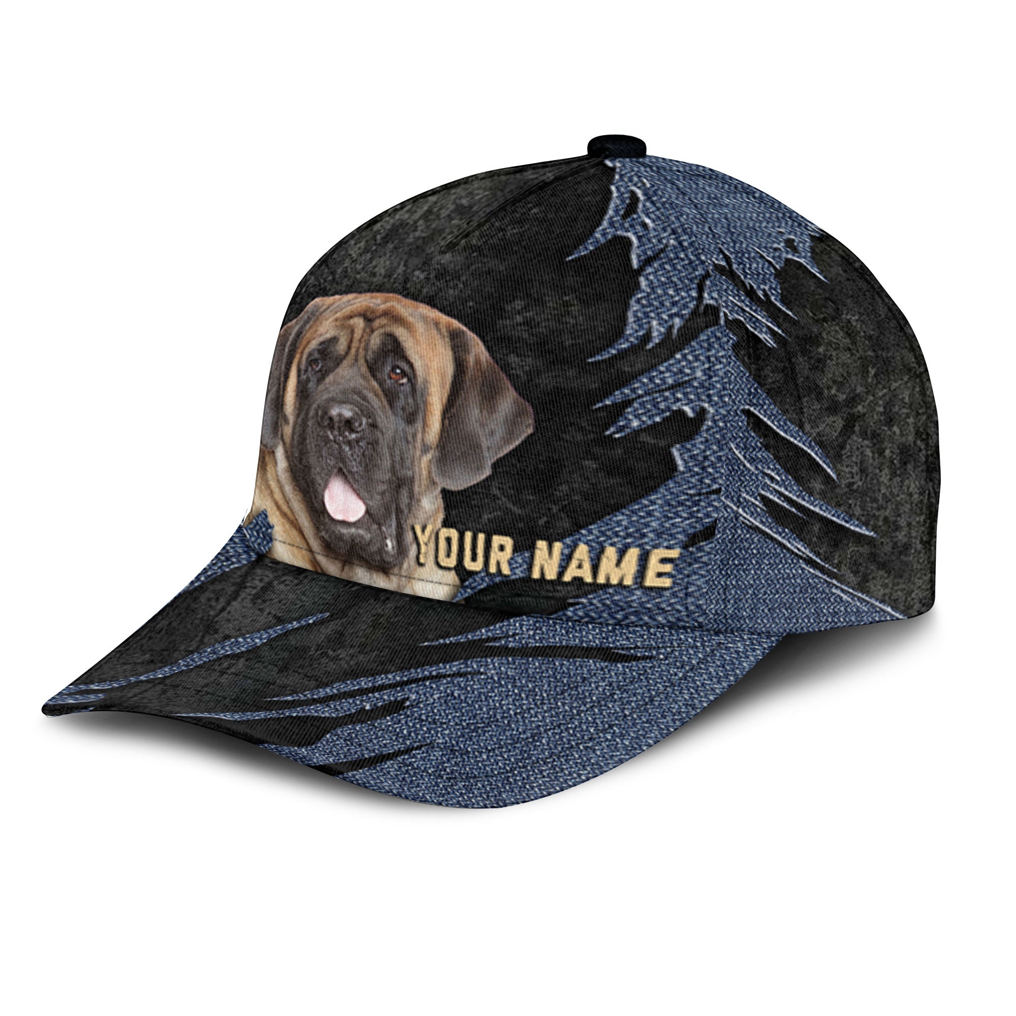 English Mastiff - Jean Background Custom Name Cap