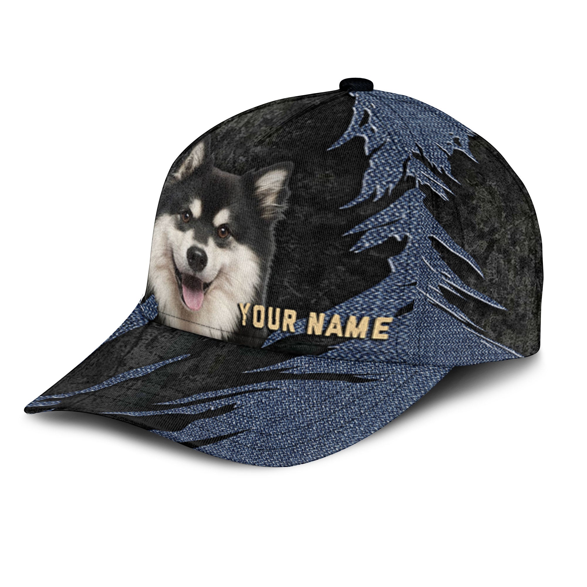 Finnish Lapphund - Jean Background Custom Name Cap