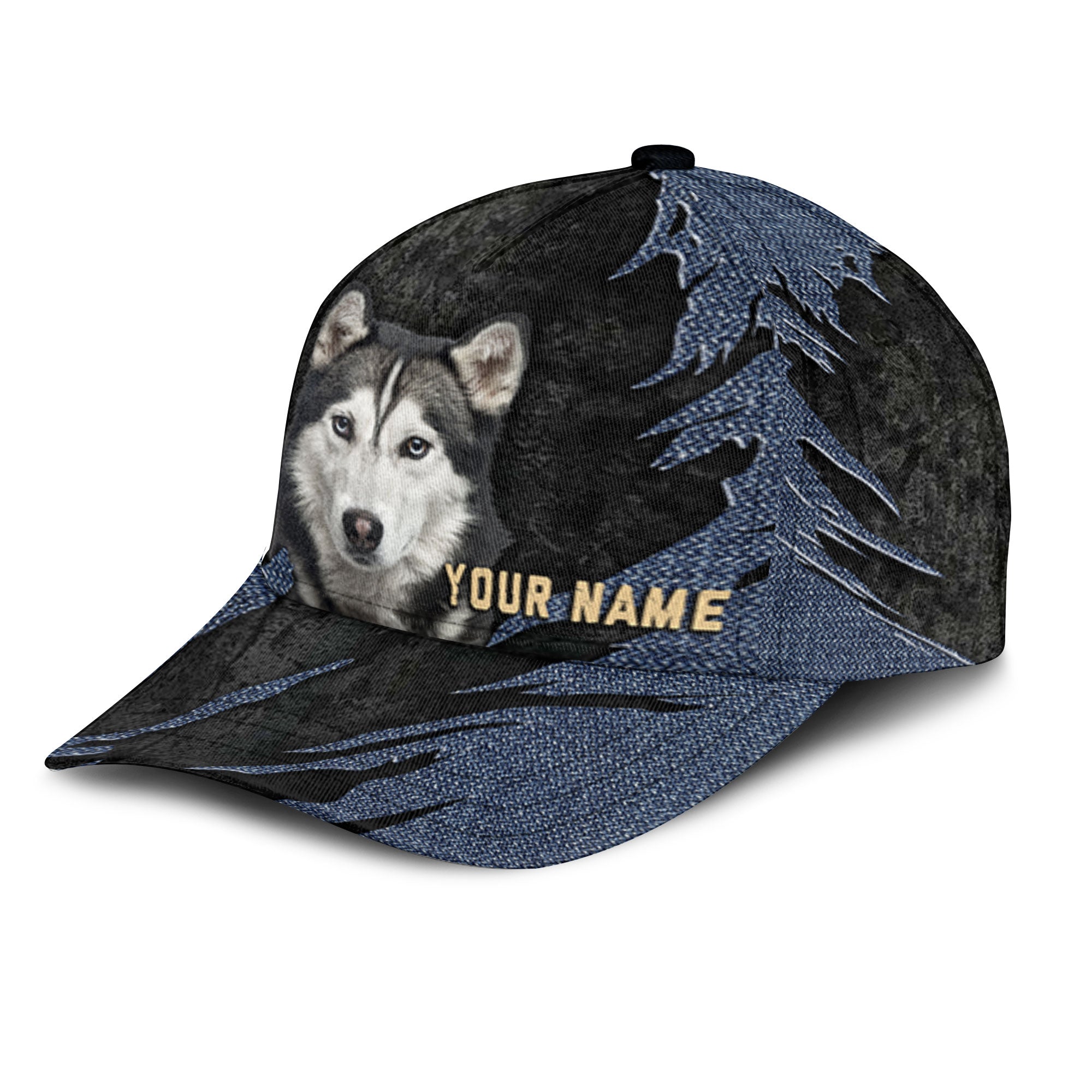 Husky - Jean Background Custom Name Cap
