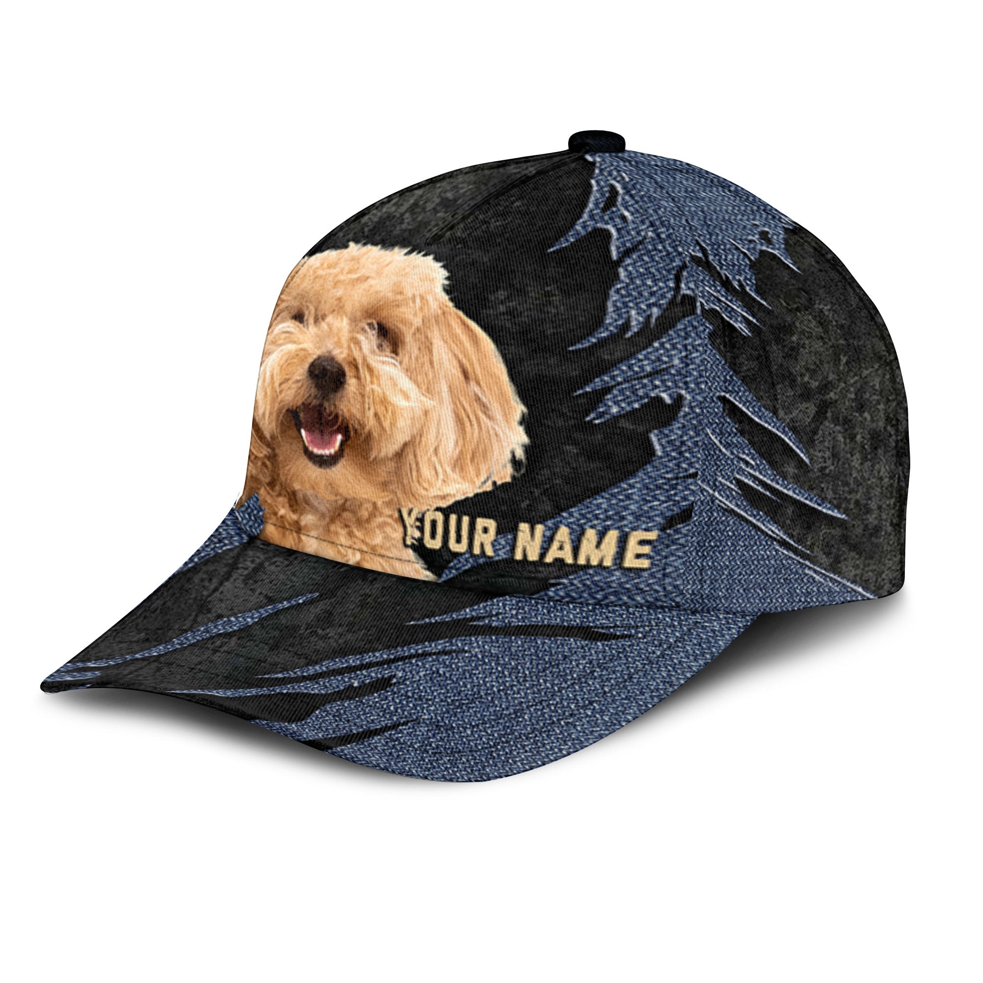 Maltipoo - Jean Background Custom Name Cap
