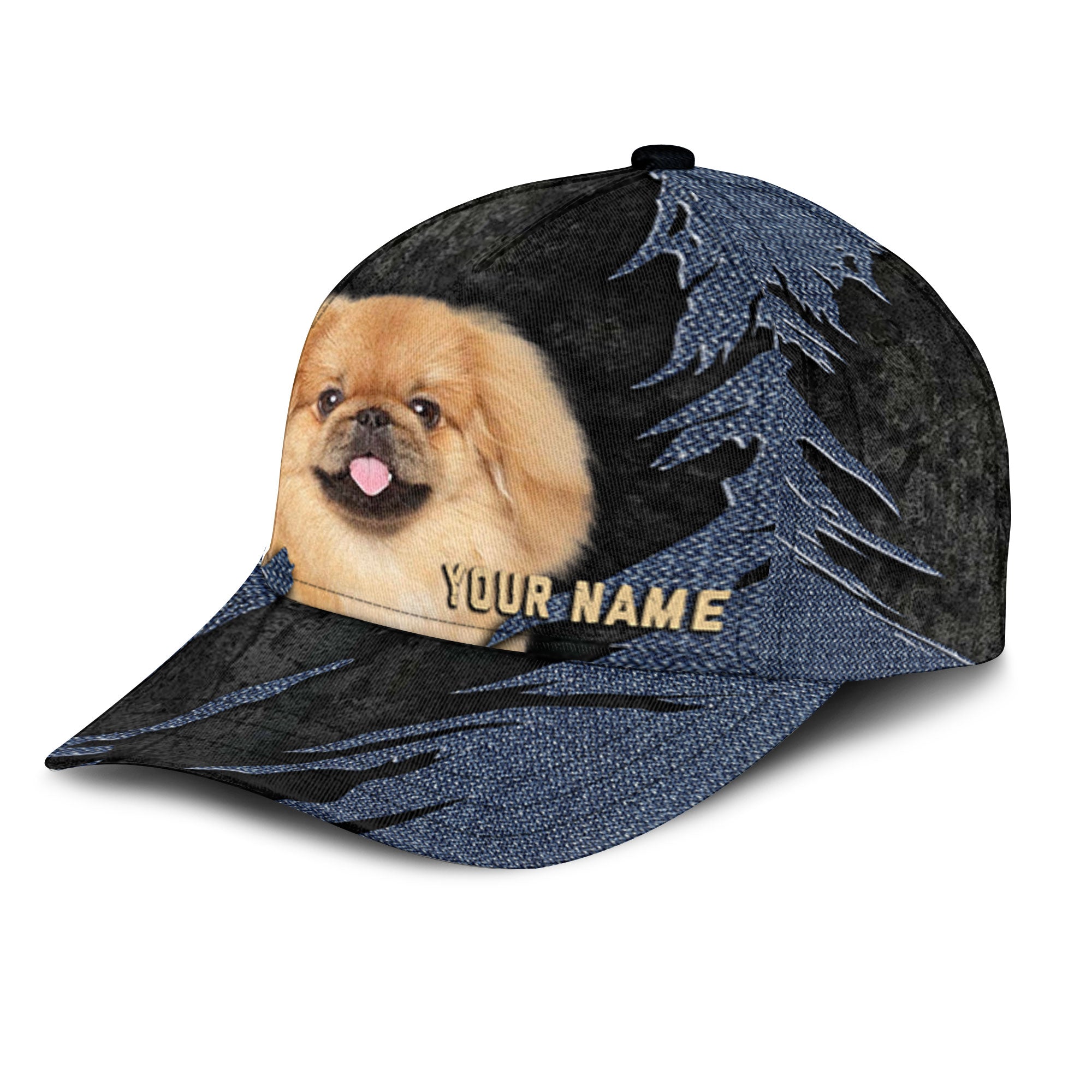 Pekingese - Jean Background Custom Name Cap