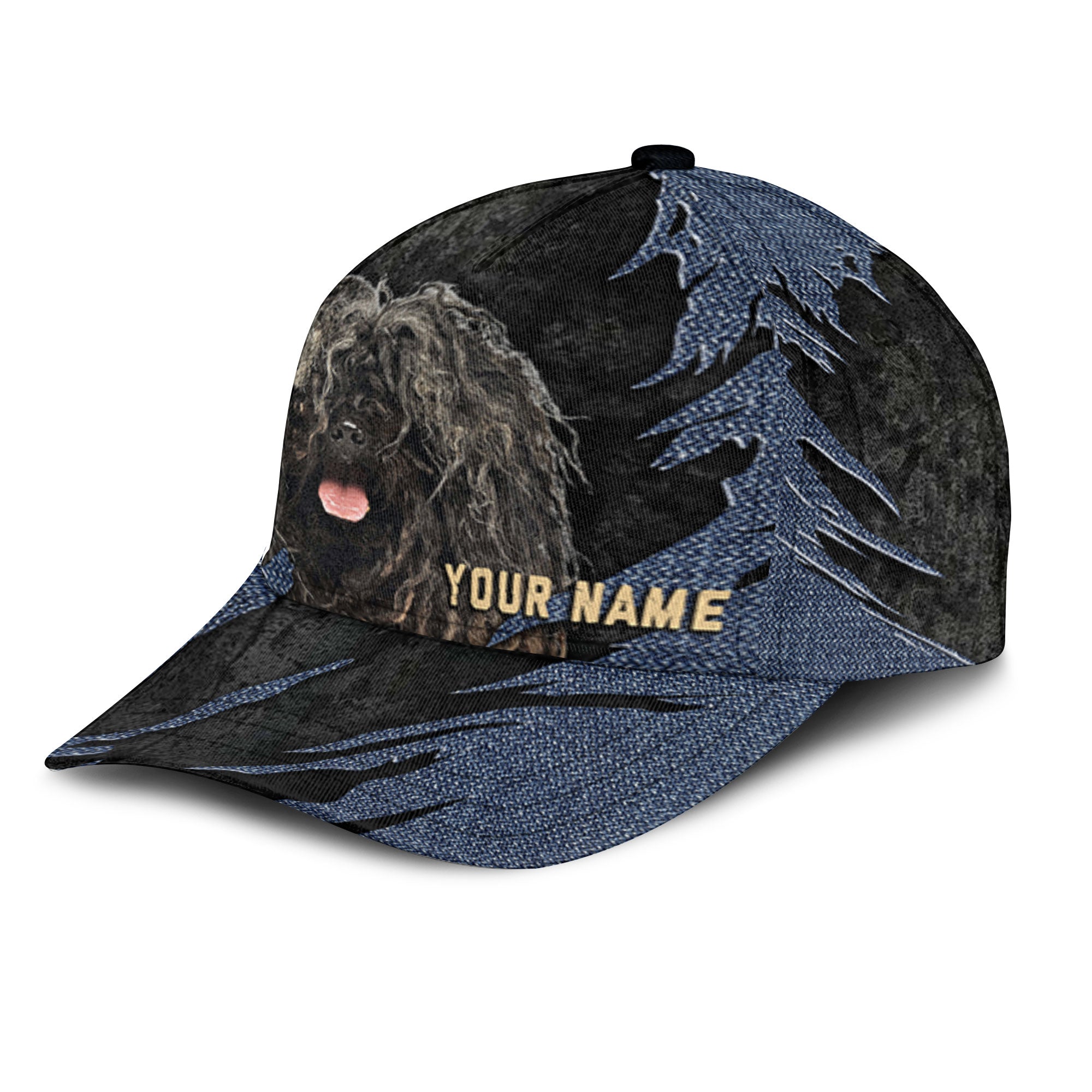 Puli Dog - Jean Background Custom Name Cap