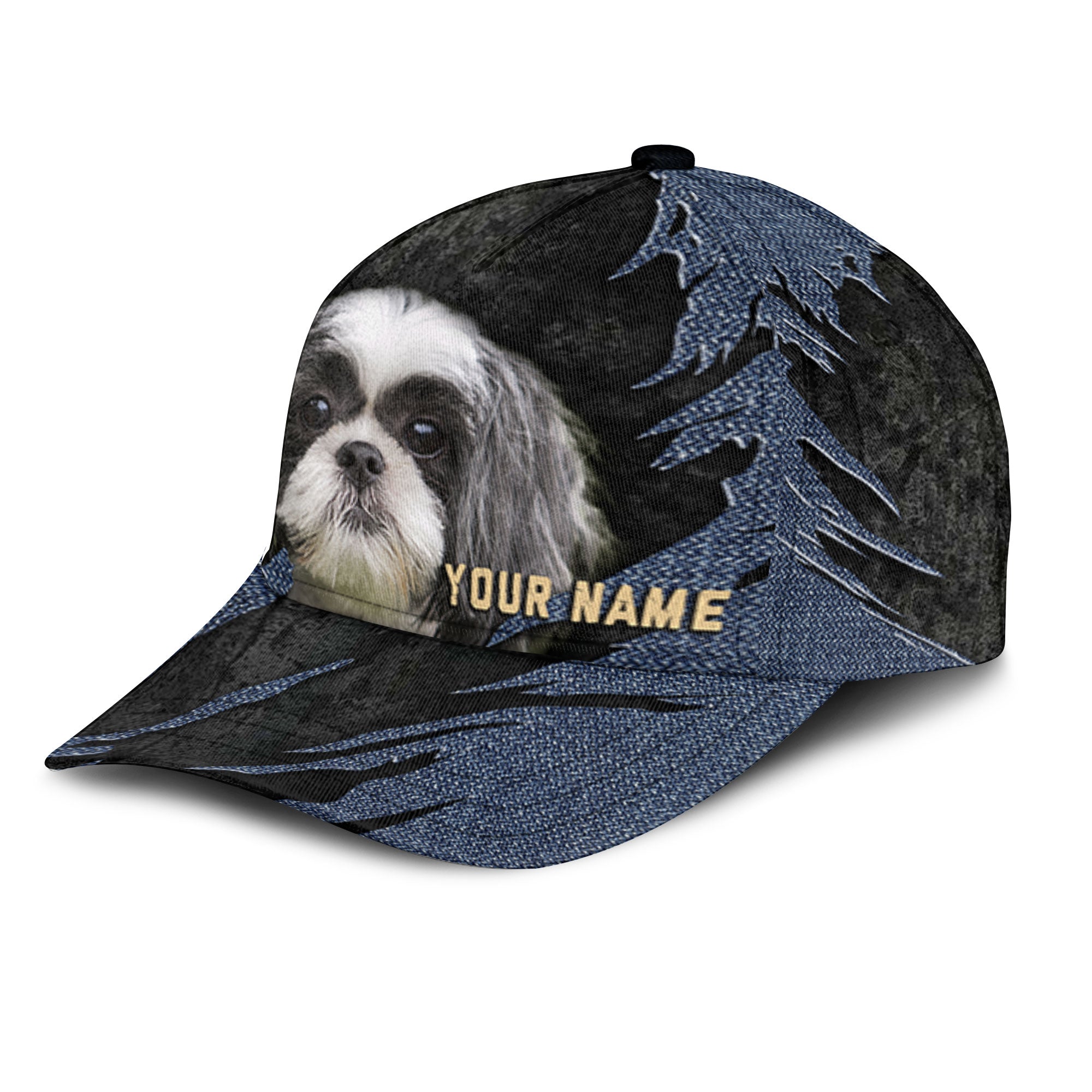 Shih Tzu - Jean Background Custom Name Cap