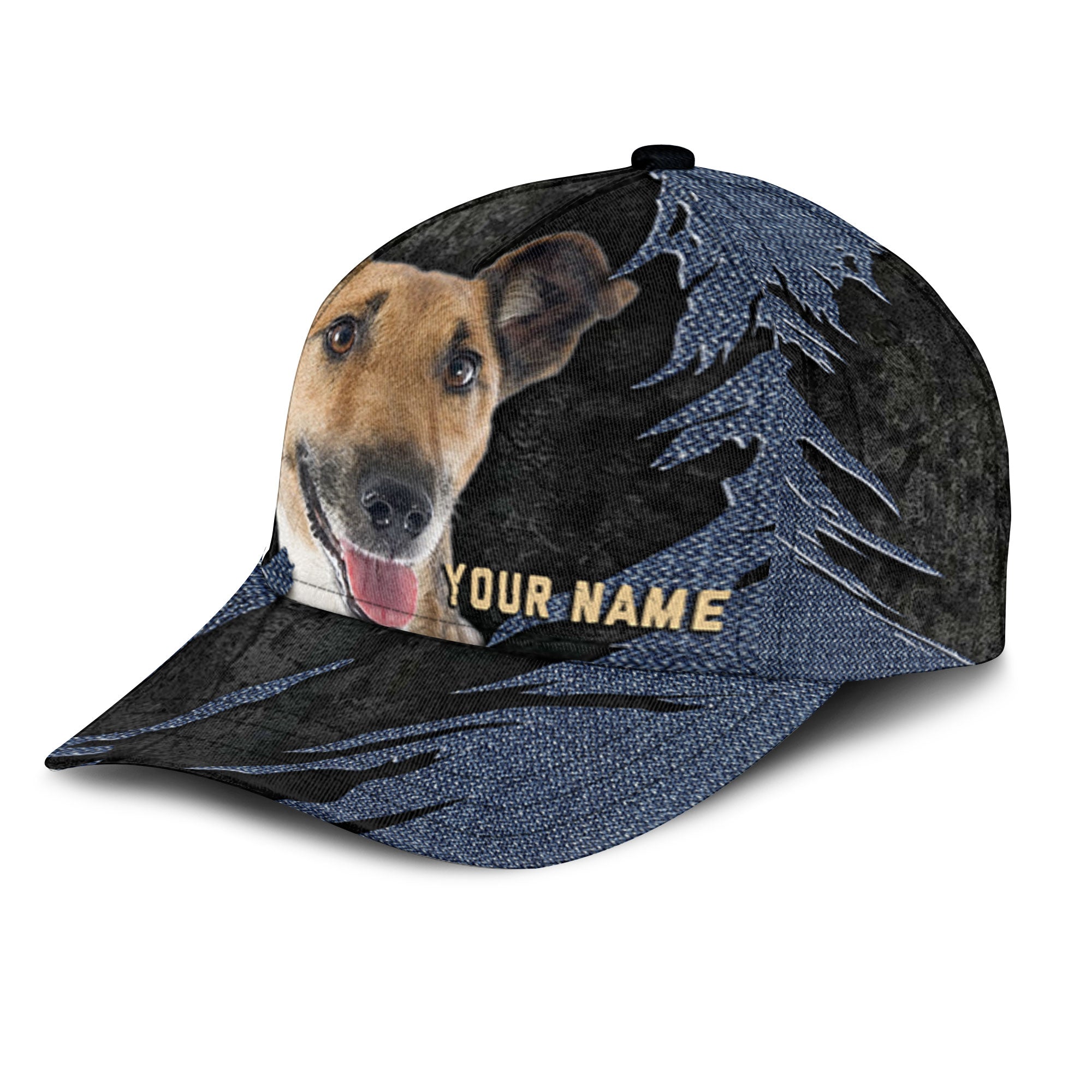 Smooth Fox Terrier - Jean Background Custom Name Cap