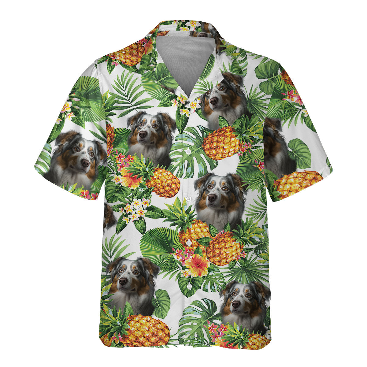 Australian Shepherd 2 AI - Tropical Pattern Hawaiian Shirt