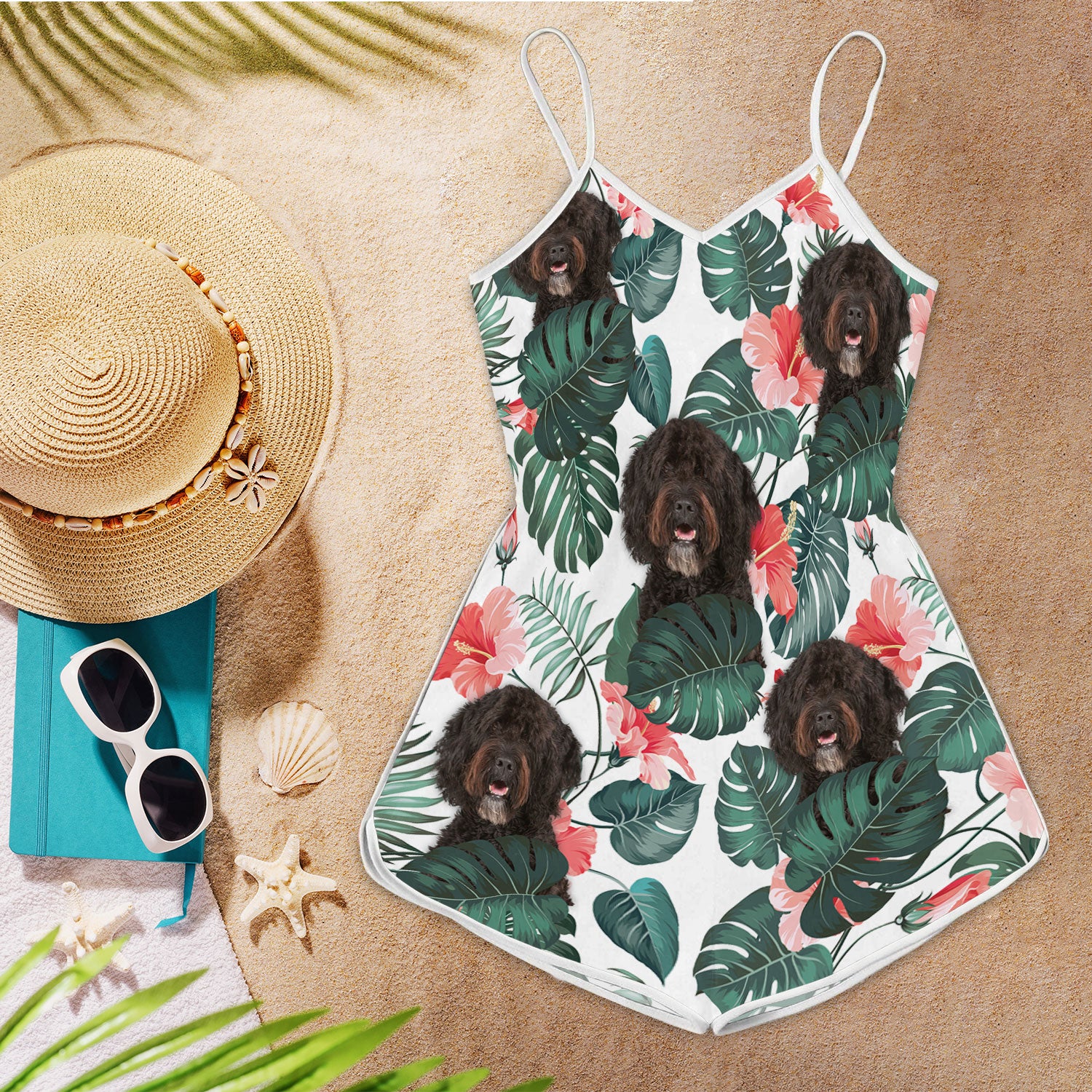 Barbet Tropical Pattern Sleeveless Romper