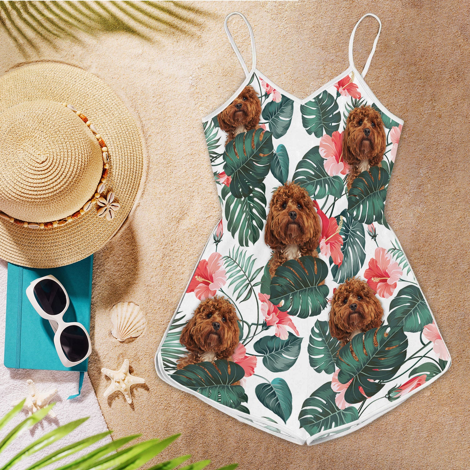 Cockapoo Pattern Sleeveless Romper