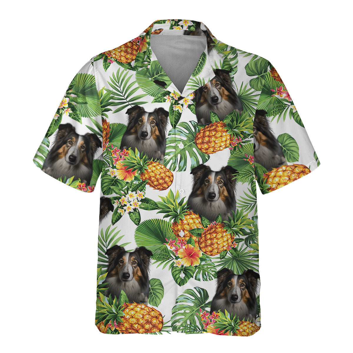 Collie 2 AI - Tropical Pattern Hawaiian Shirt