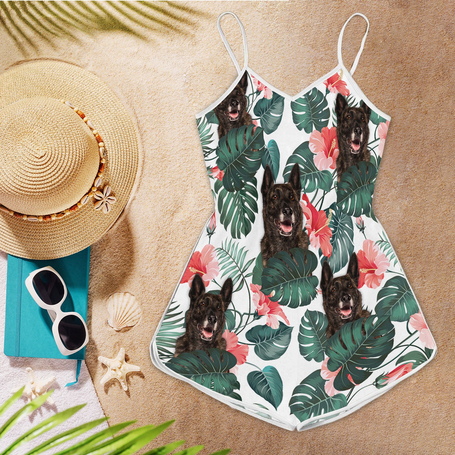 Dutch Shepherd Pattern Sleeveless Romper