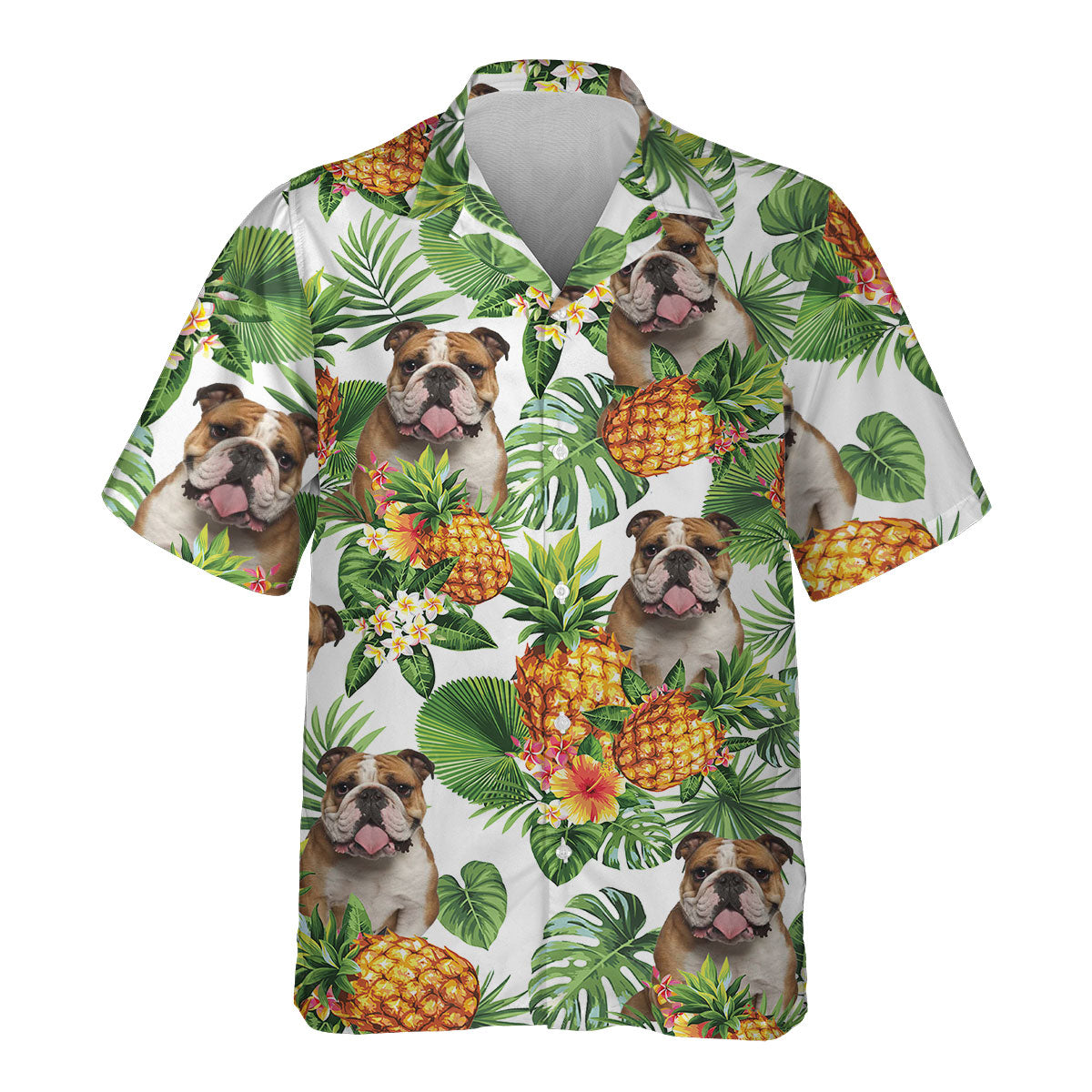 English Bulldog - Tropical Pattern Hawaiian Shirt