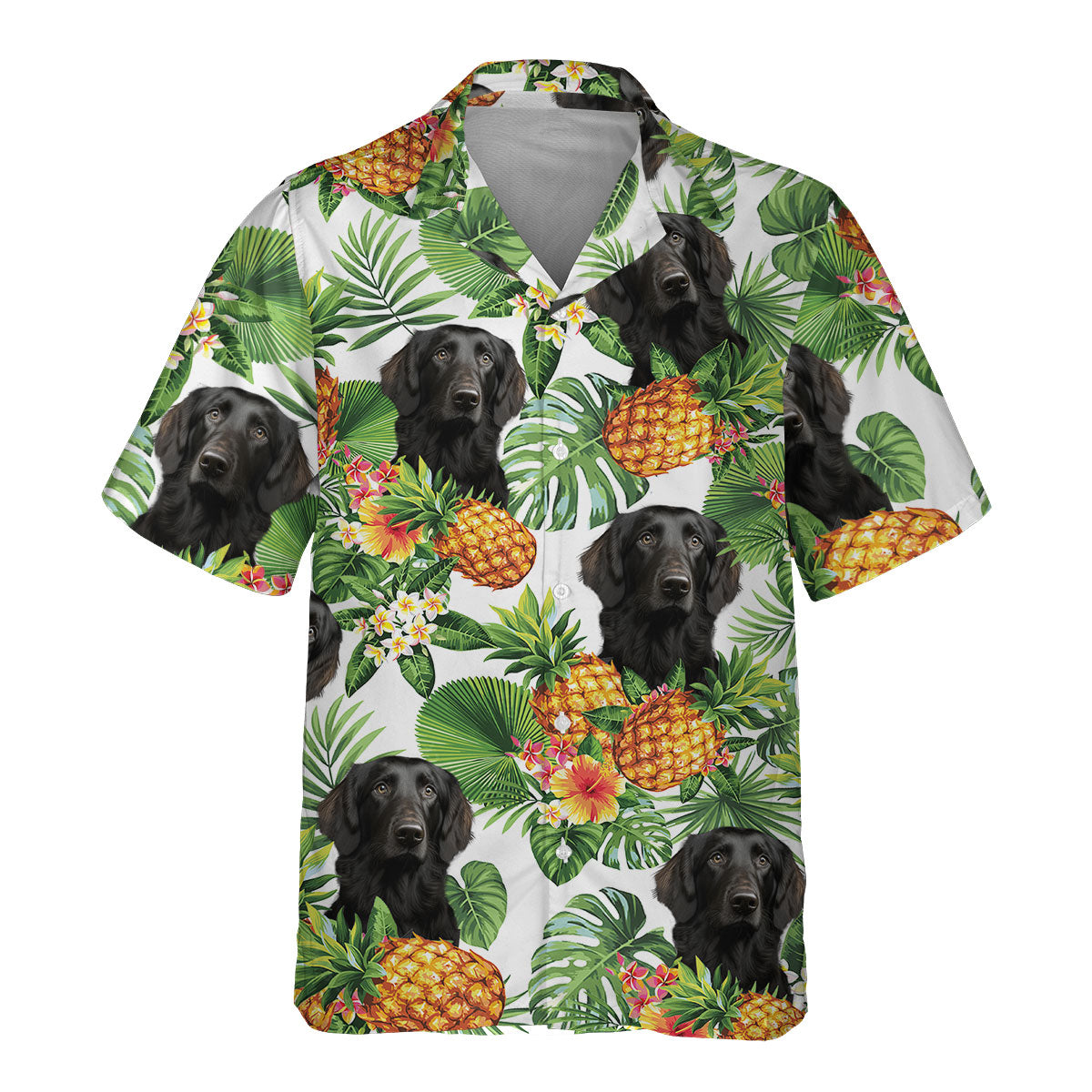 Flat Coated Retriever AI - Tropical Pattern Hawaiian Shirt
