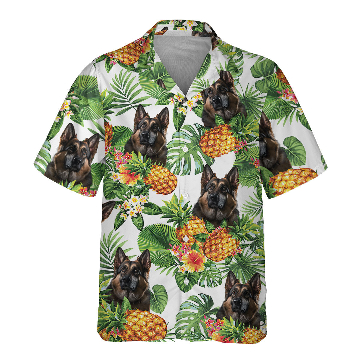 German Shepherd AI - Tropical Pattern Hawaiian Shirt