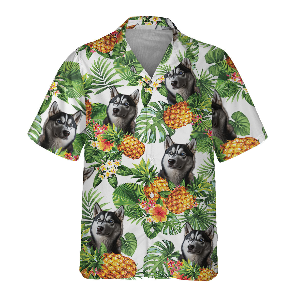 Husky AI - Tropical Pattern Hawaiian Shirt
