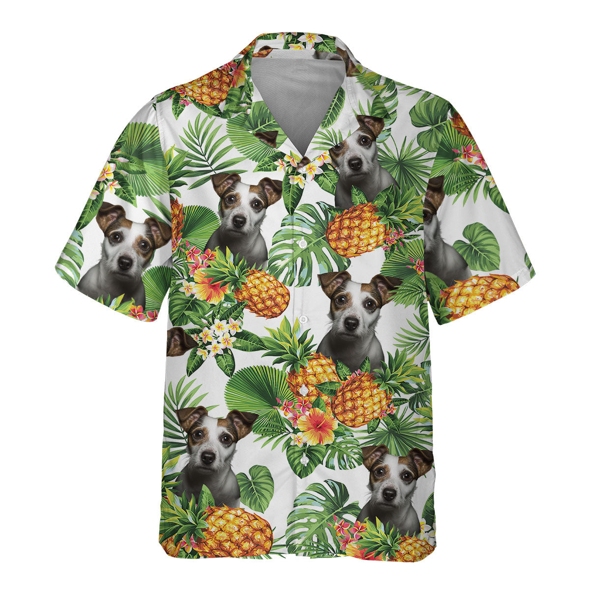 Jack Russell Terrier AI - Tropical Pattern Hawaiian Shirt