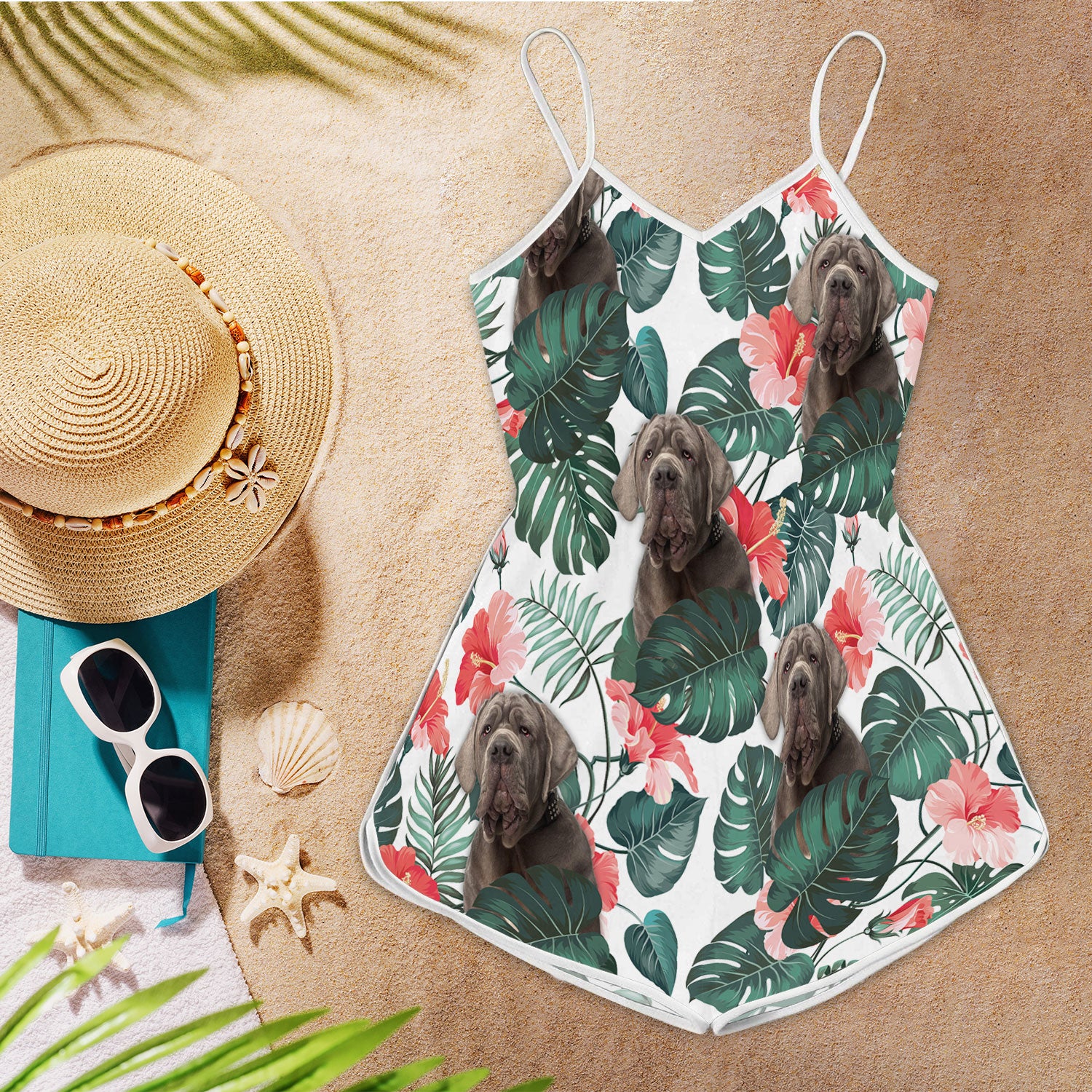 Neapolitan Mastiff Pattern Sleeveless Romper