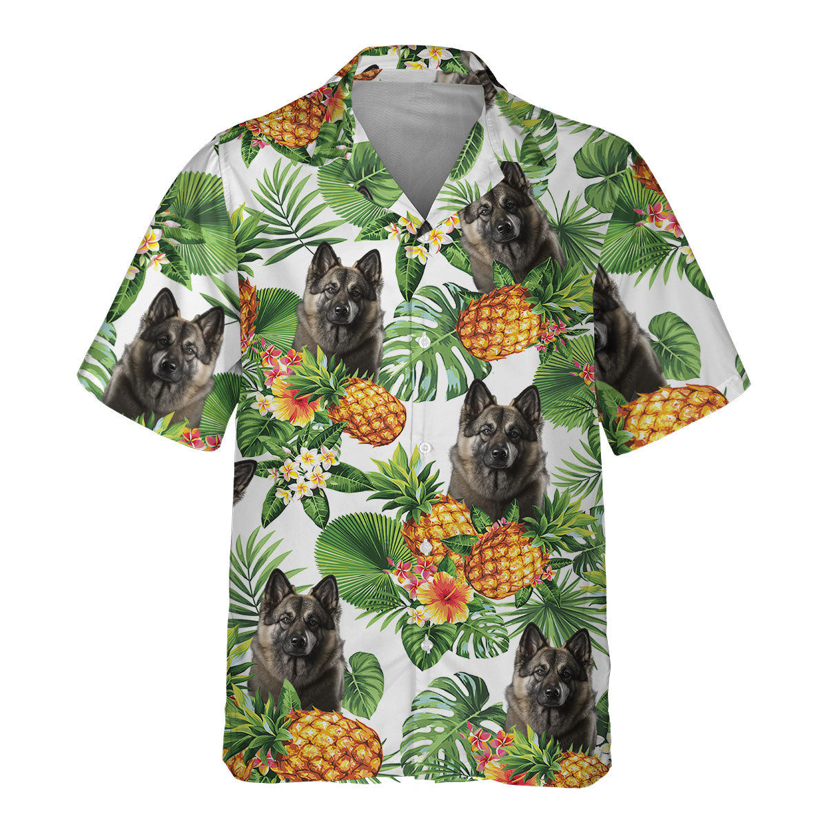 Norwegian Elkhound AI - Tropical Pattern Hawaiian Shirt