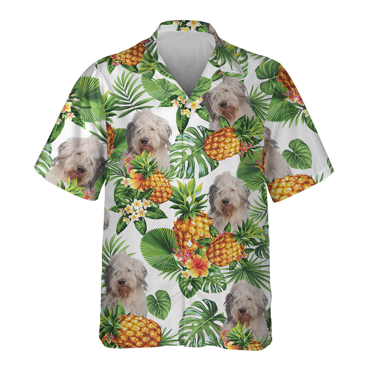 Old English Sheepdog - Tropical Pattern Hawaiian Shirt