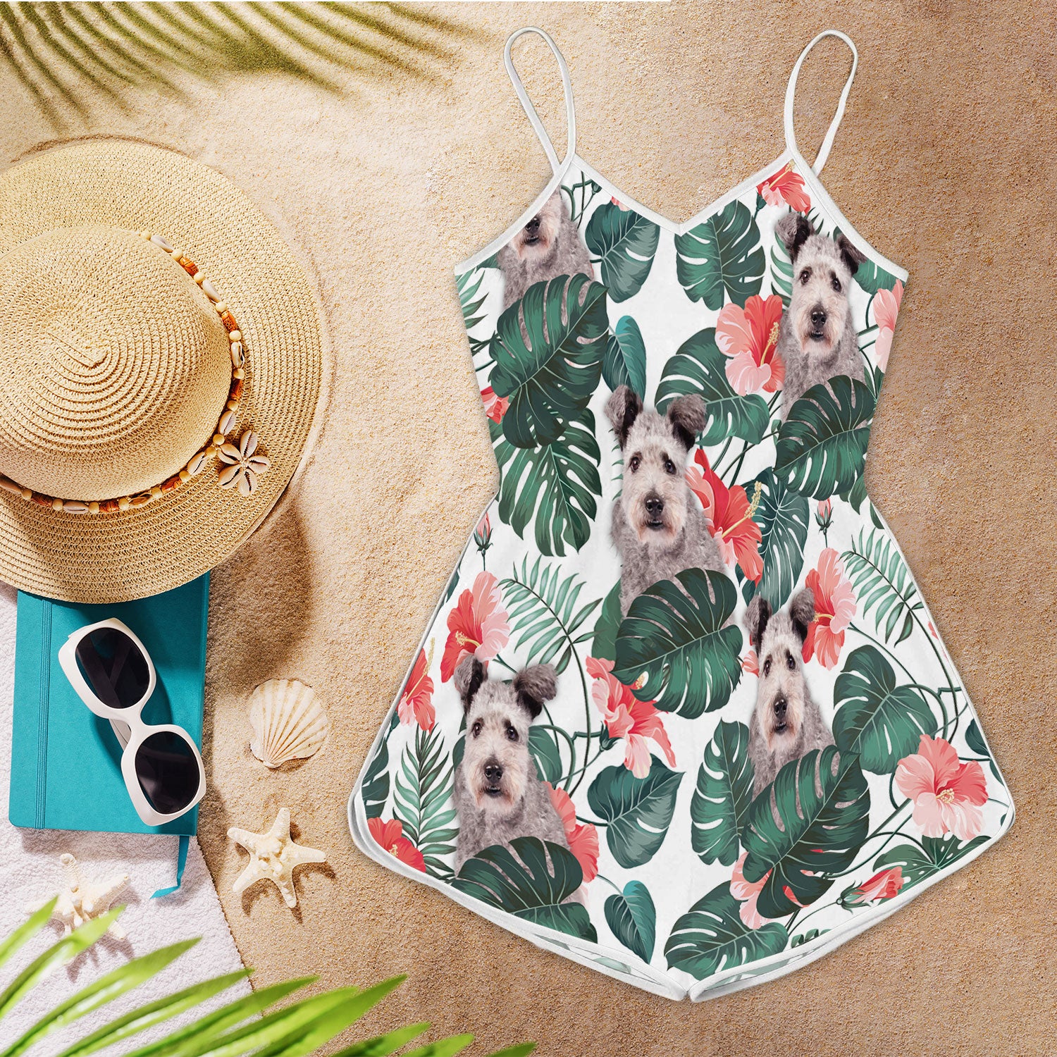 Pumi Dog Pattern Sleeveless Romper