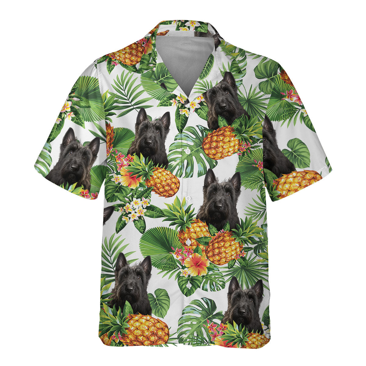 Scottish Terrier AI - Tropical Pattern Hawaiian Shirt