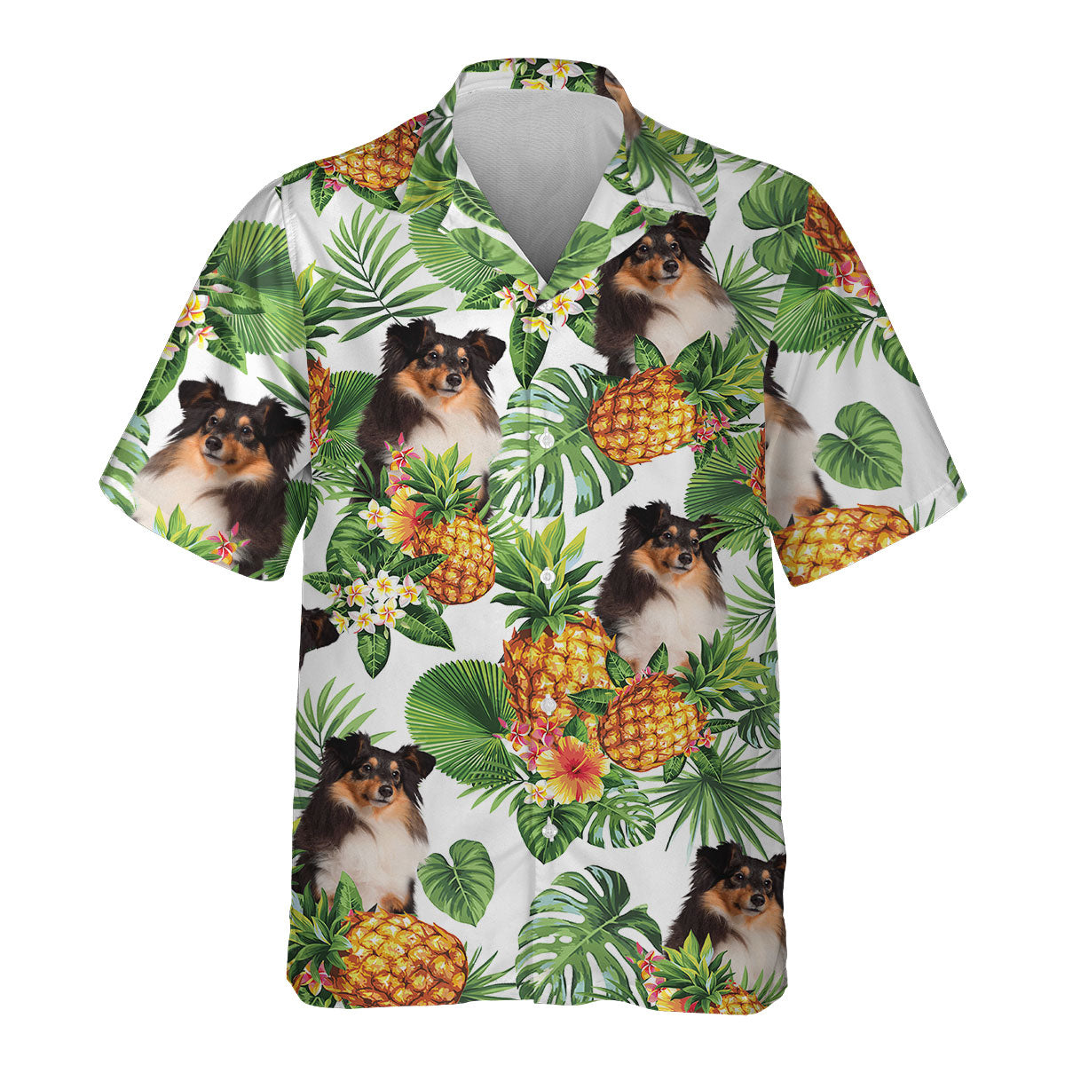 Shetland Sheepdog - Tropical Pattern Hawaiian Shirt