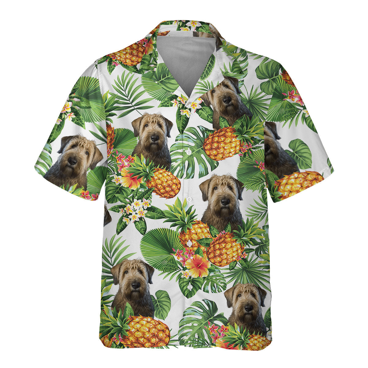 Soft-coated Wheaten Terrier AI - Tropical Pattern Hawaiian Shirt