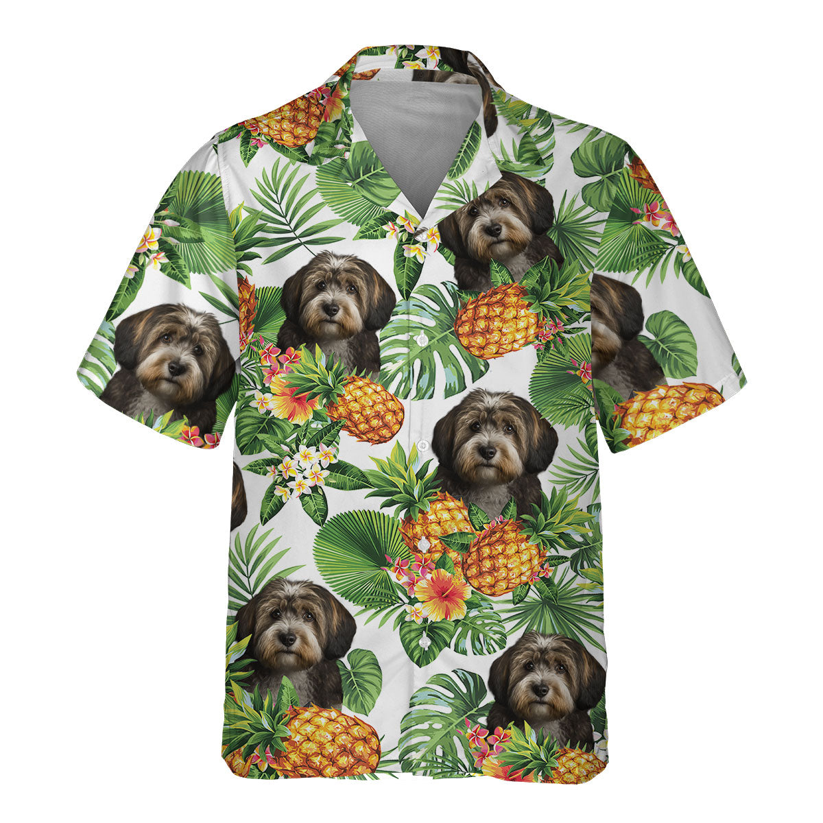 Tibetan Terrier AI - Tropical Pattern Hawaiian Shirt