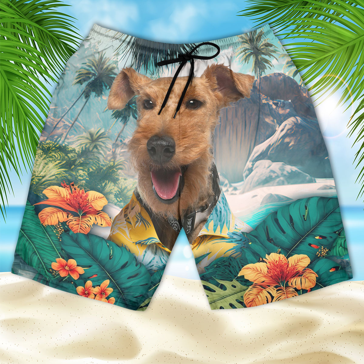 Airedale Terrier - 3D Men's Beach Short