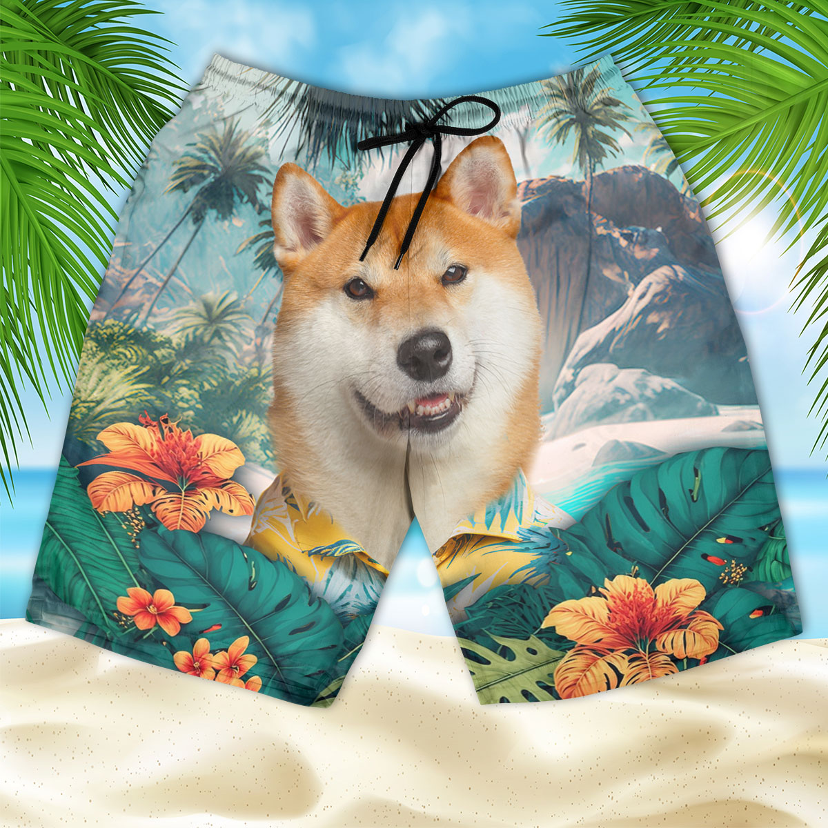 Akita Inu - 3D Men's Beach Short