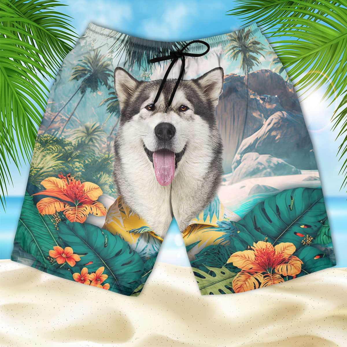 Alaskan Malamute - 3D Men's Beach Short