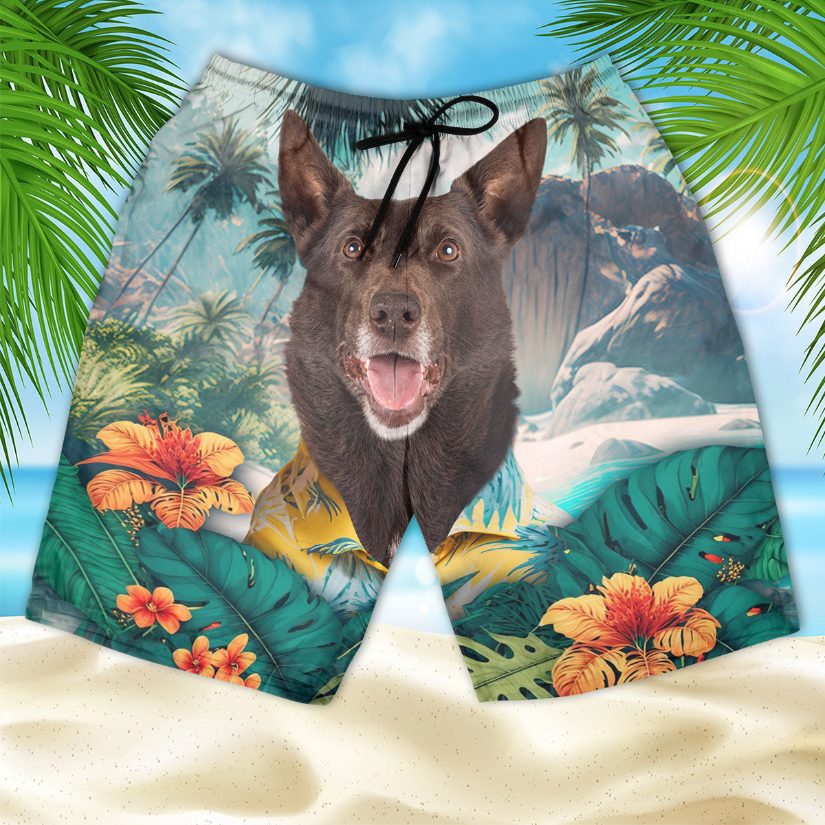 Australian Kelpie - 3D Men's Beach Short