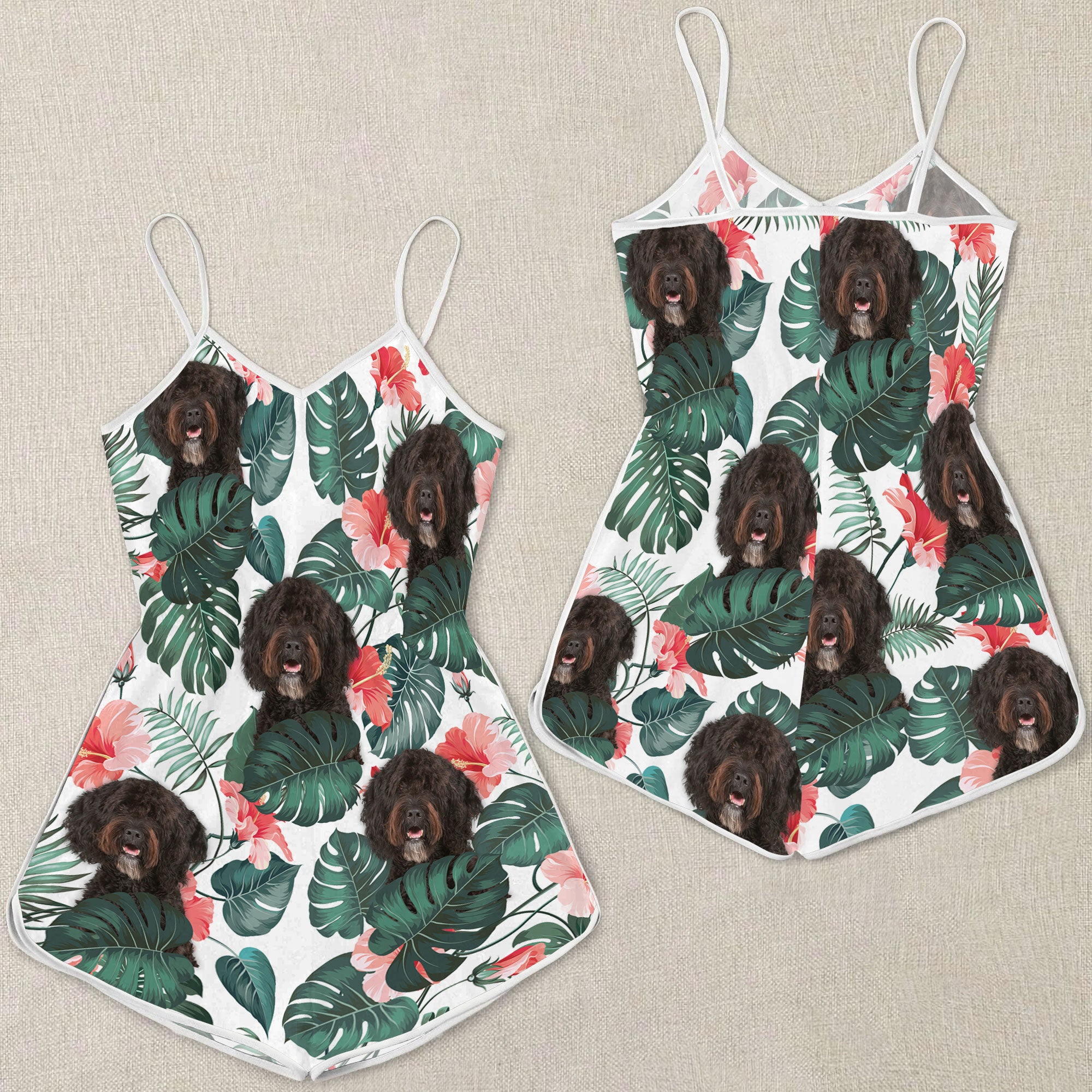 Barbet Tropical Pattern Sleeveless Romper