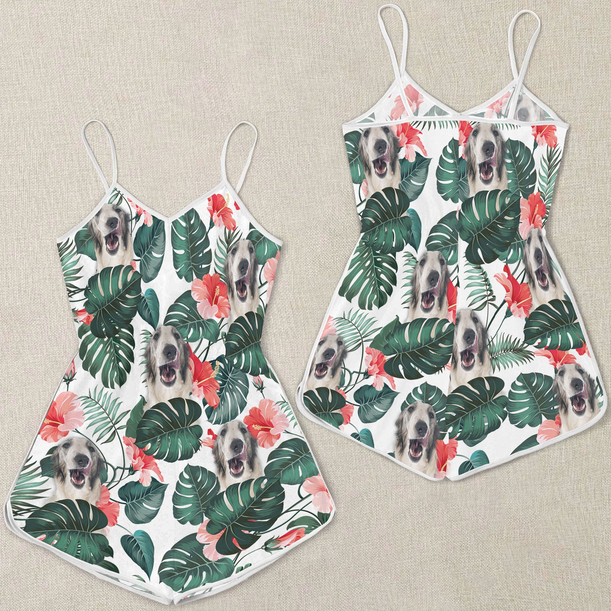 Borzoi Tropical Pattern Sleeveless Romper