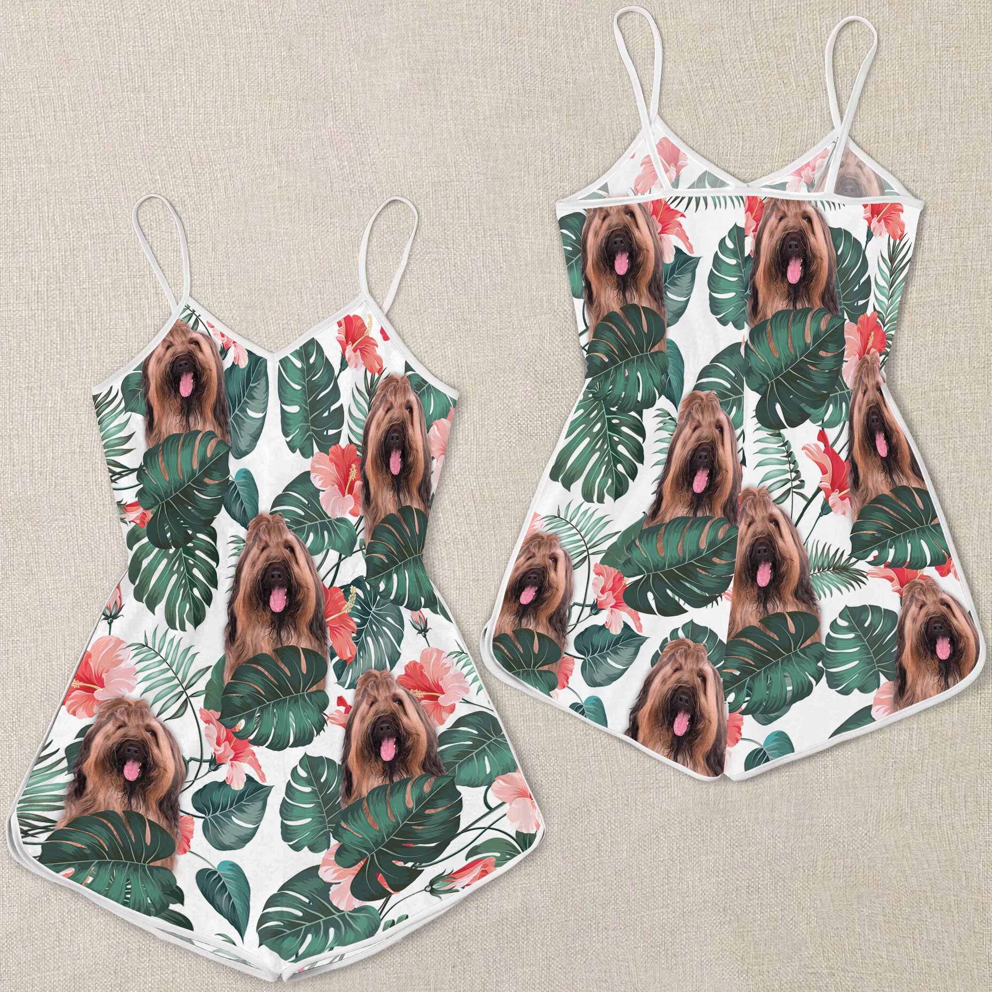 Briard Tropical Pattern Sleeveless Romper