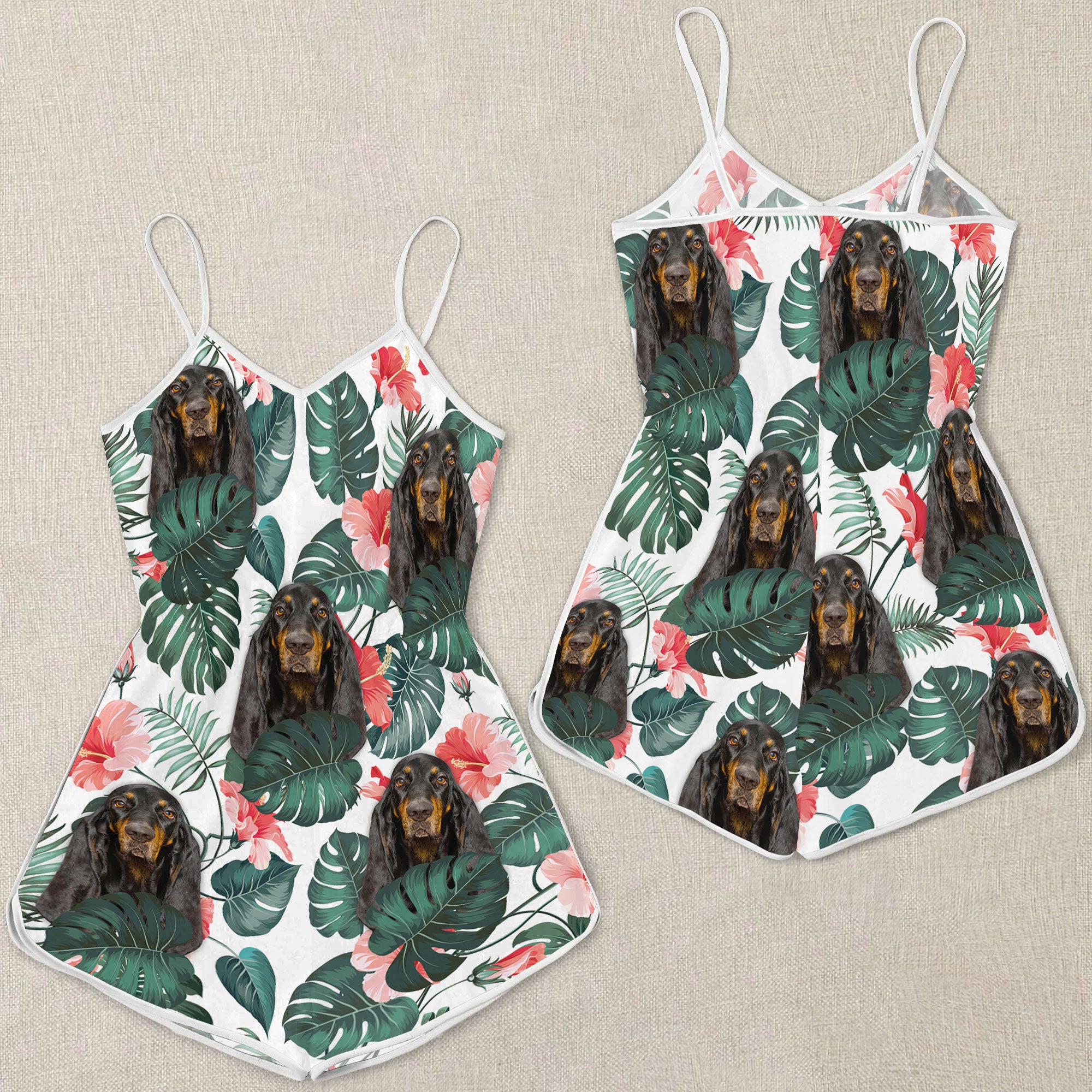 Coonhound Pattern Sleeveless Romper
