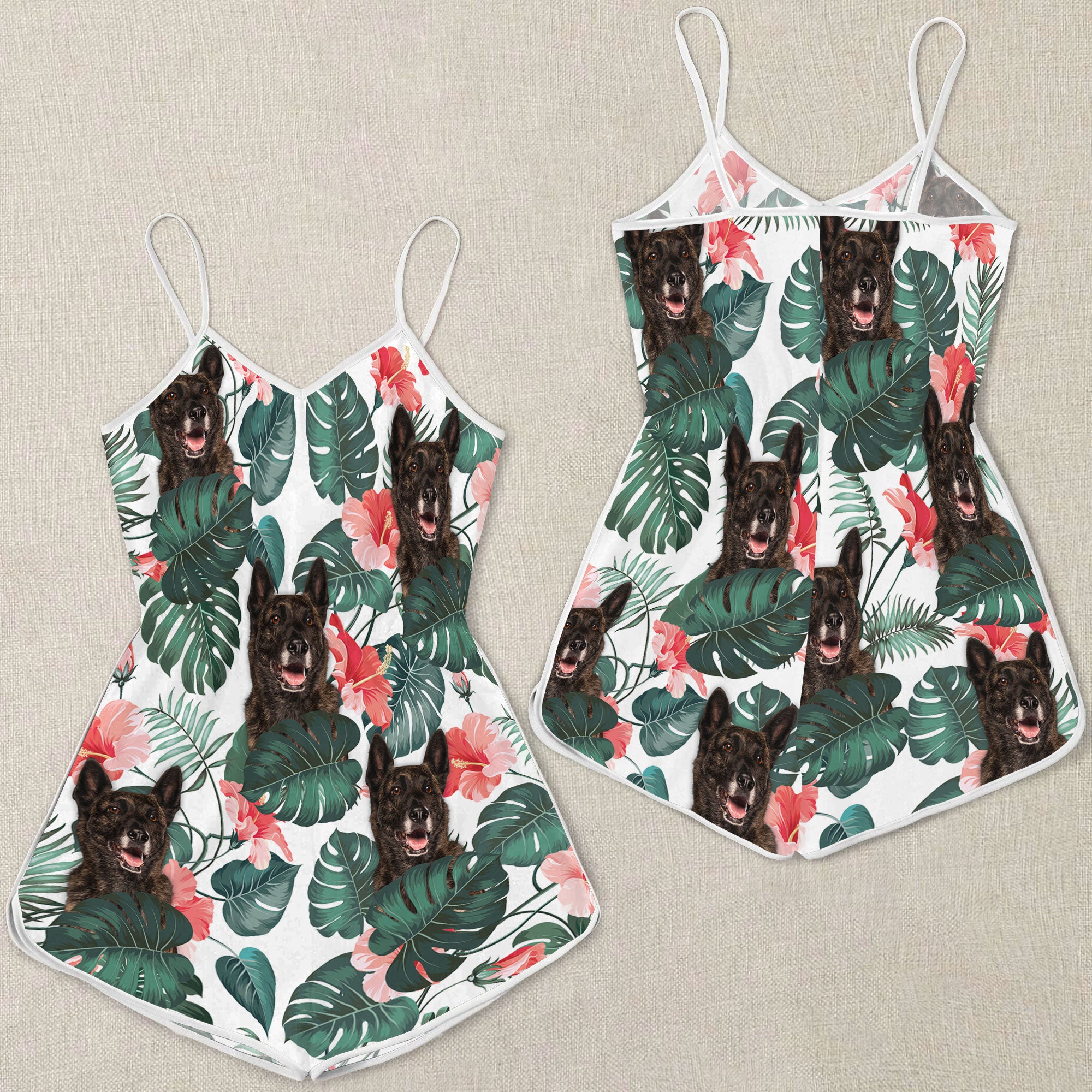 Dutch Shepherd Pattern Sleeveless Romper