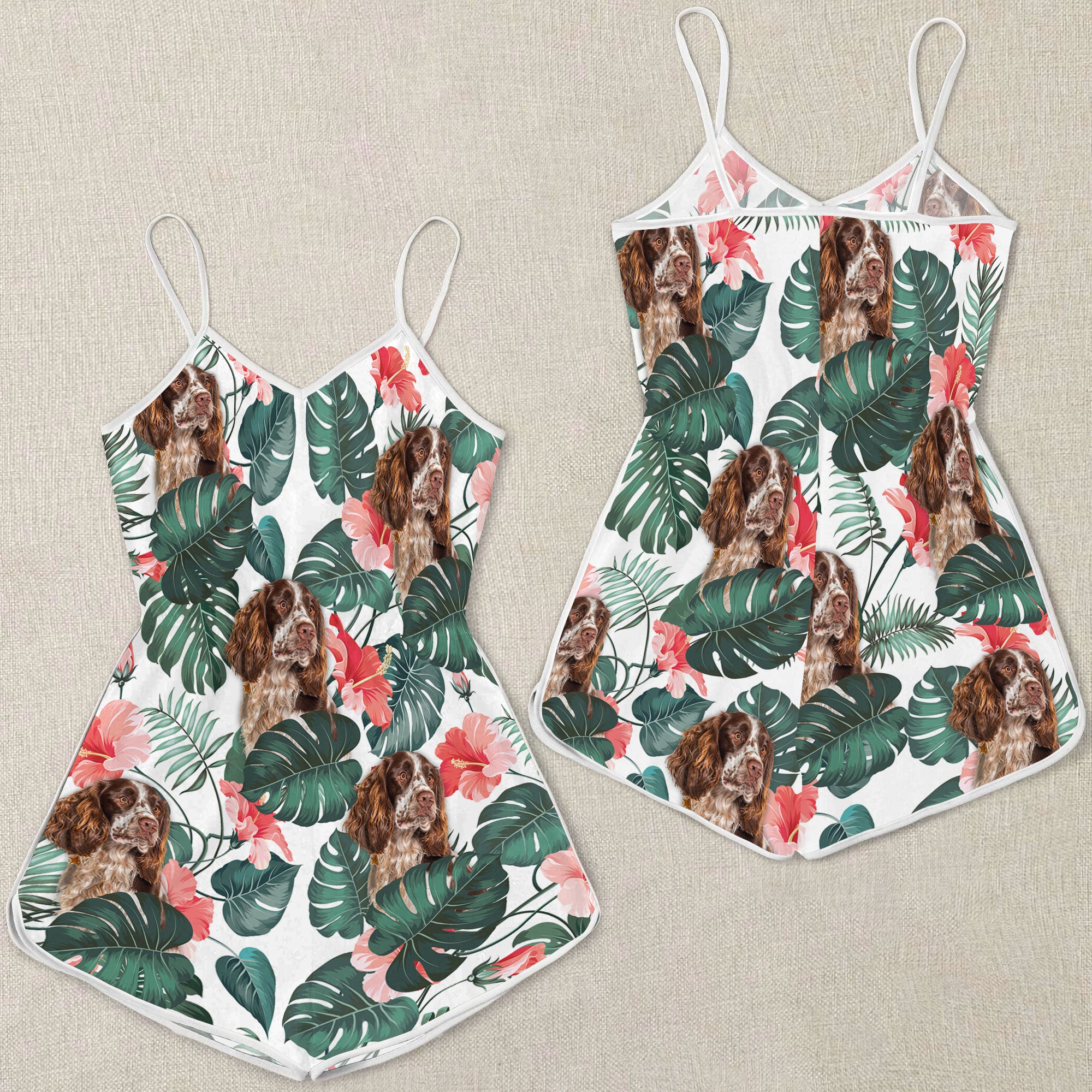 English Springer Spaniel Pattern Sleeveless Romper