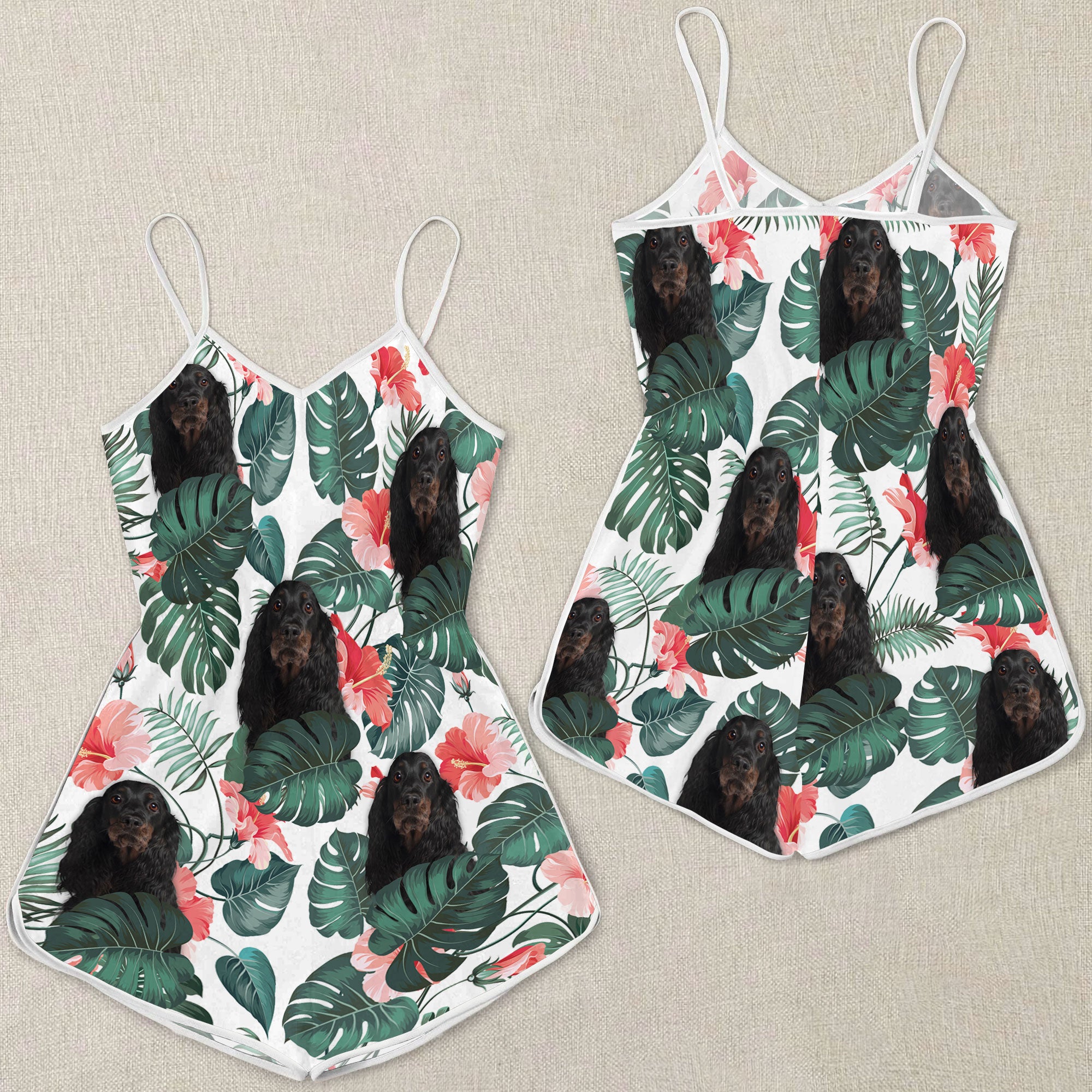 Gordon Setter Pattern Sleeveless Romper