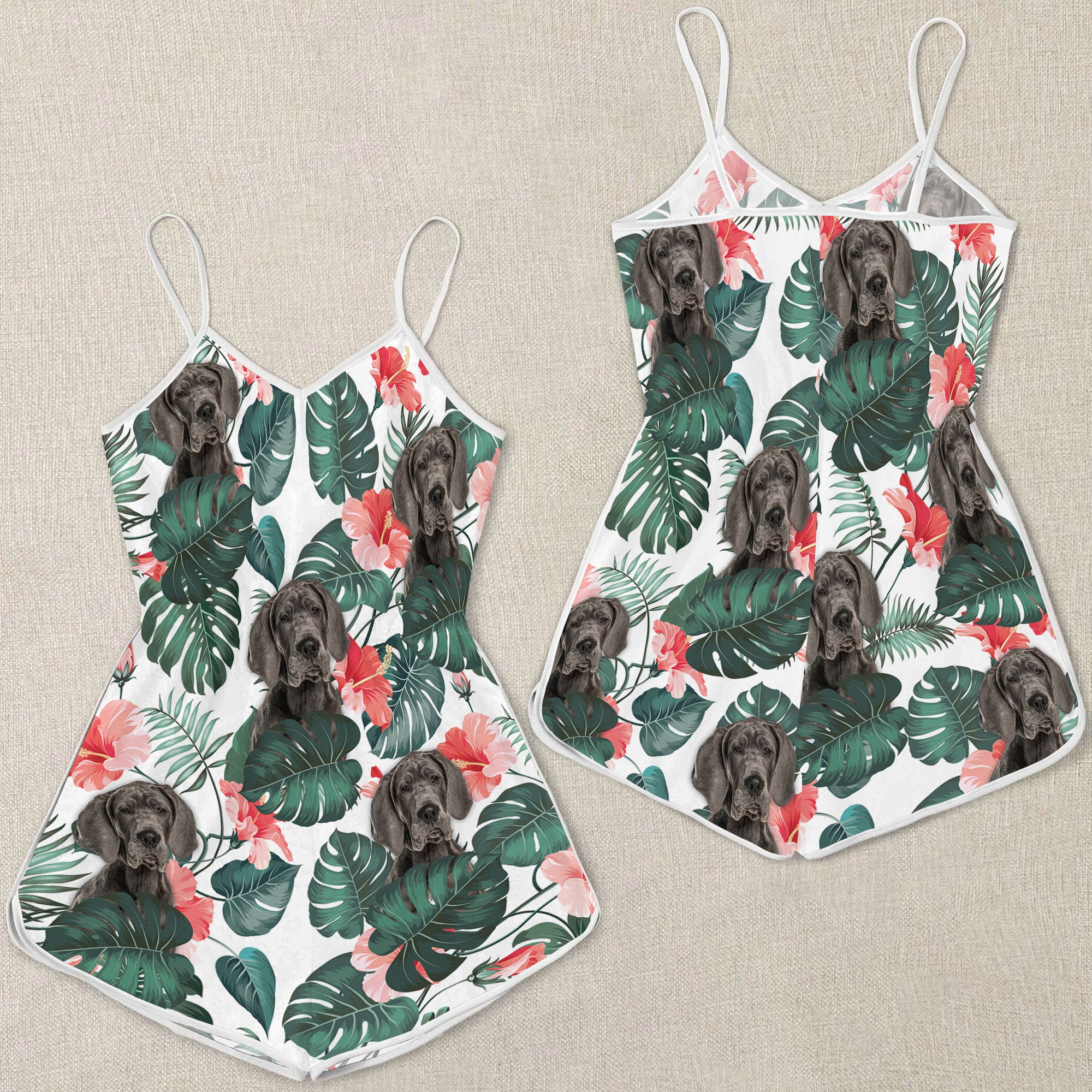 Great Dane Pattern Sleeveless Romper